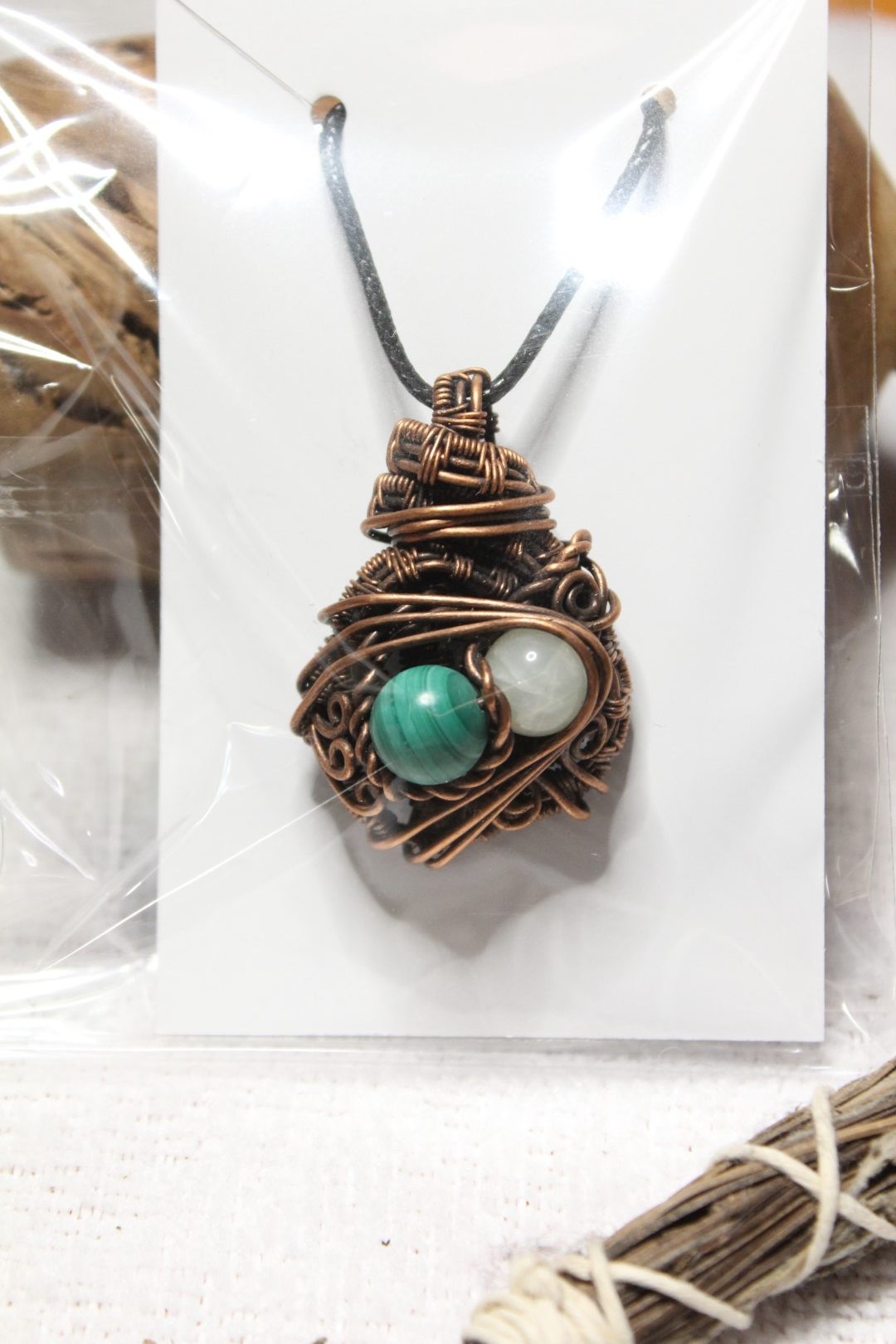 Eggs in a nest Handcrafted Copper Wire Wrapped Pendants