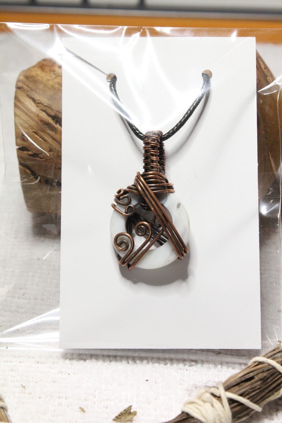 White circle of life Handcrafted Copper Wire Wrapped Pendants
