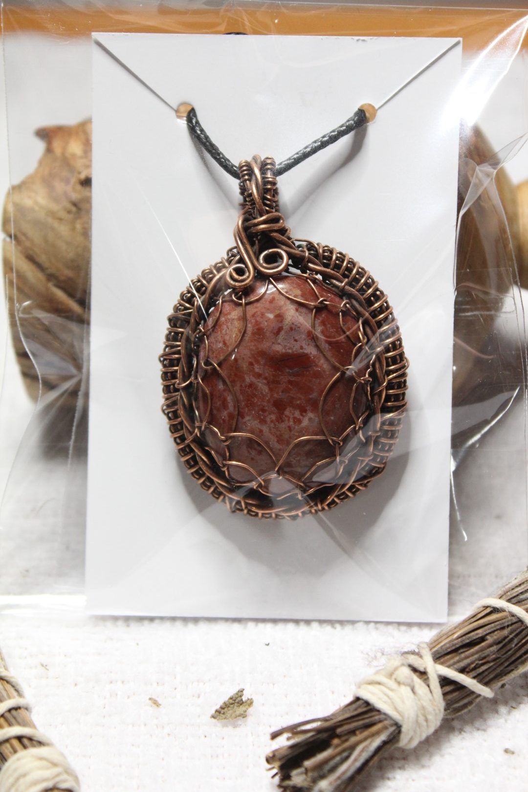 Round lovely Handcrafted Copper Wire Wrapped Pendants