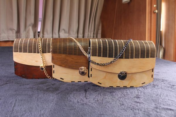 Handmade wooden handbags